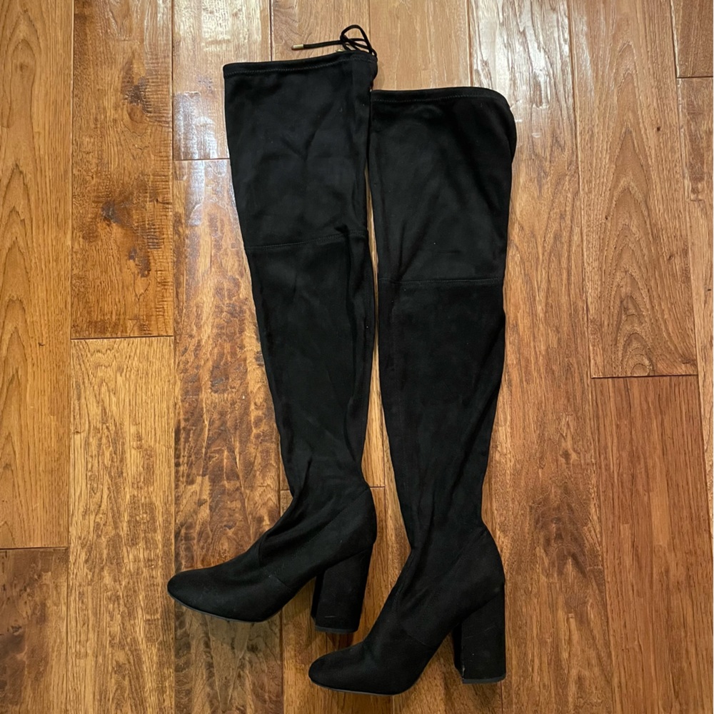 Steve Madden Norri Black Suede Over the Knee Boots - Picture 3 of 5